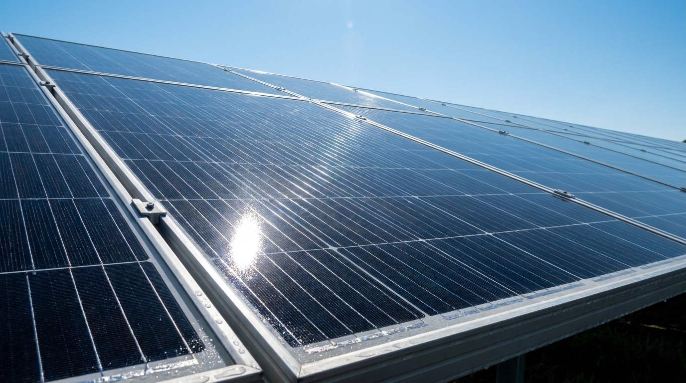 Painéis solares monocristalinos de alta qualidade em fileiras